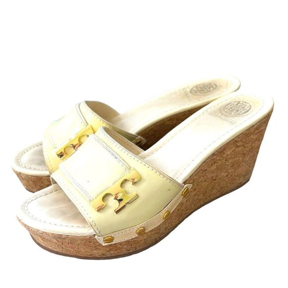 Tory Burch Patent Leather Cork Wedges - Picture 3 of 8